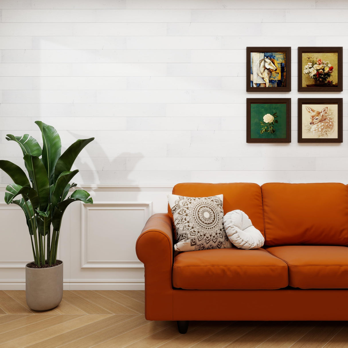 Brosisincorp Wood Panels for Wall Shiplap Planks Real Wood Boards Paneling, DIY Easy to Install Peel and Stick, Rustic Farmhouse Accent Wall - Wash White (5" Wide - 10 Pieces, 12.4 Sq. Ft) Brosisincorp