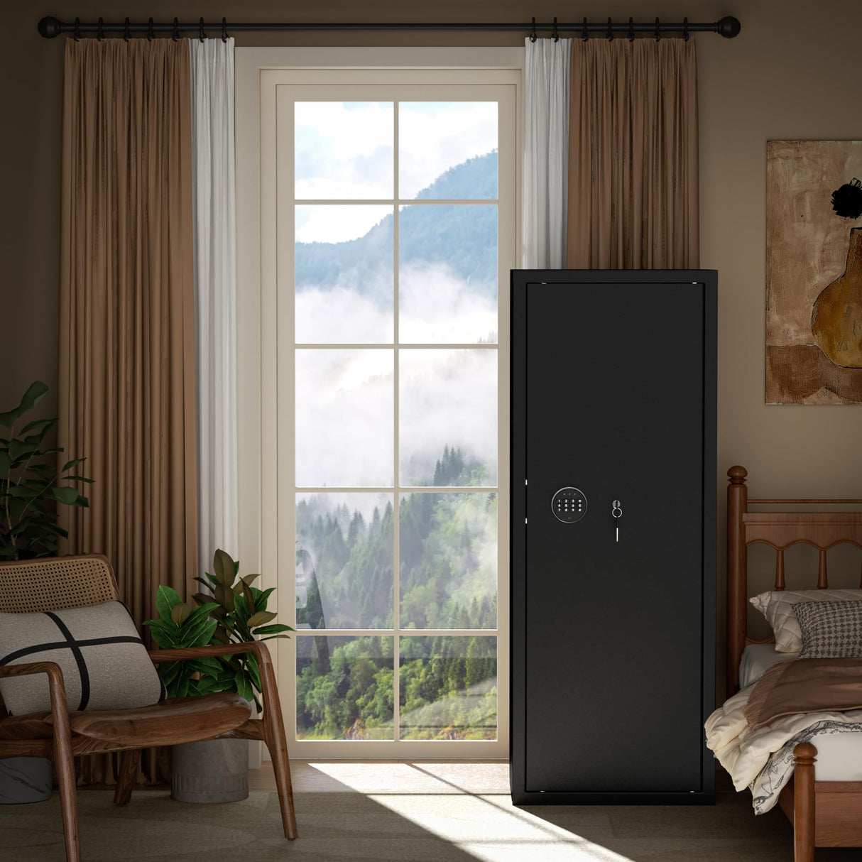 Bonusall 10 Gun Safe for Rifles,Fireproof Gun Safe for Rifles and Pistols,Rifle Safes for Home with Digital Keypad,Adjustable Shelves & Handgun Pockets Bonusall