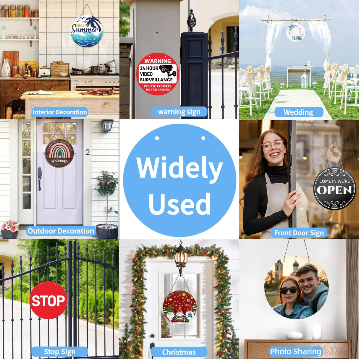 12 Inch Metal Sublimation Ornament Blanks, Unfinished Round Aluminum Sign Blank, Sublimation Door Hanger Blanks, DIY Decorative Door Hanger, Sublimation Metal Sign Blanks for Yard, Garden (10 pcs) Sevilinlu