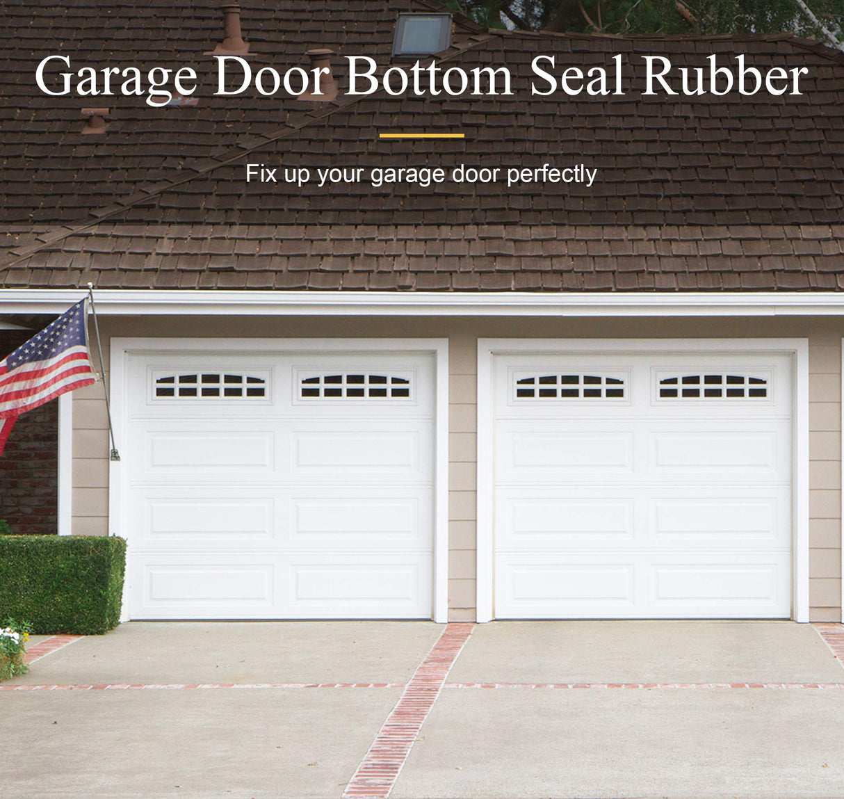 10FT Heavy-Duty U Ring Shape Universal Garage Door Bottom Rubber Seal - Weatherproof Weather Seal Threshold Strip with Pre-drilled Aluminum Track Retainer Base Kit LOOBANI