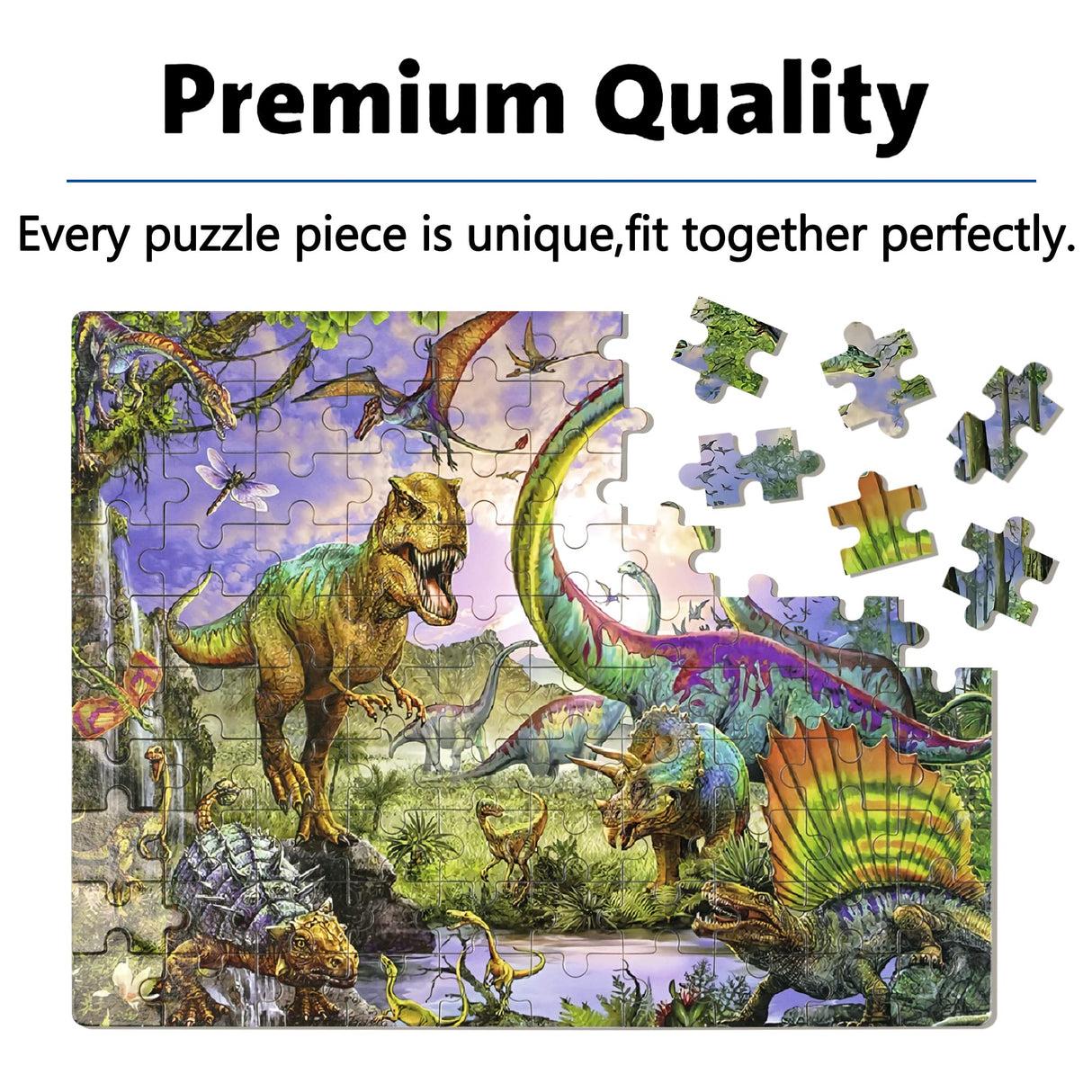 LELEMON Puzzles for Kids Ages 4-8,Dinosaur 100 Piece Puzzles for Kids,Educational Kids Puzzles Jigsaw Puzzles in a Metal Box,Children 100 Piece Puzzle Games Puzzle Toys for Girls and Boys LELEMON