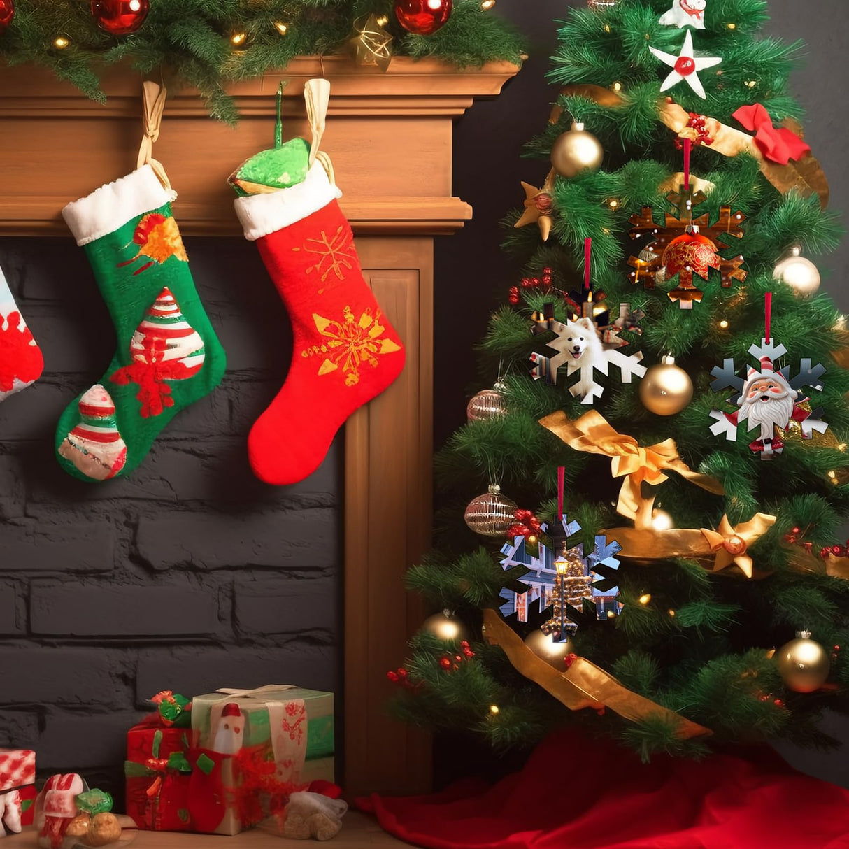 32 PCS Sublimation Christmas Ornaments Blanks MDF Bulk Double Sided Heat Transfer Sublimation Keychains Memorial Christmas Ornament Sublimation Blanks Products (Snowflake) AiDiYGECO