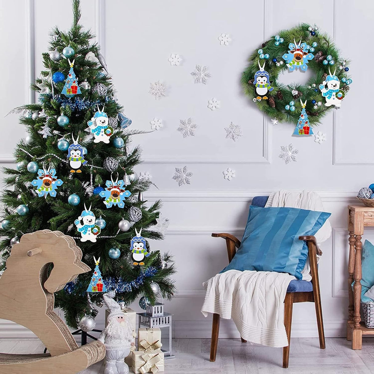 Civaner Christmas Crafts for Kids, Christmas Arts and Crafts DIY Xmas Tree Ornament Kit Make Your Own Xmas Craft Projects for Kids Ages 6-8 8-12, 4 Styles(24 Sets) Civaner