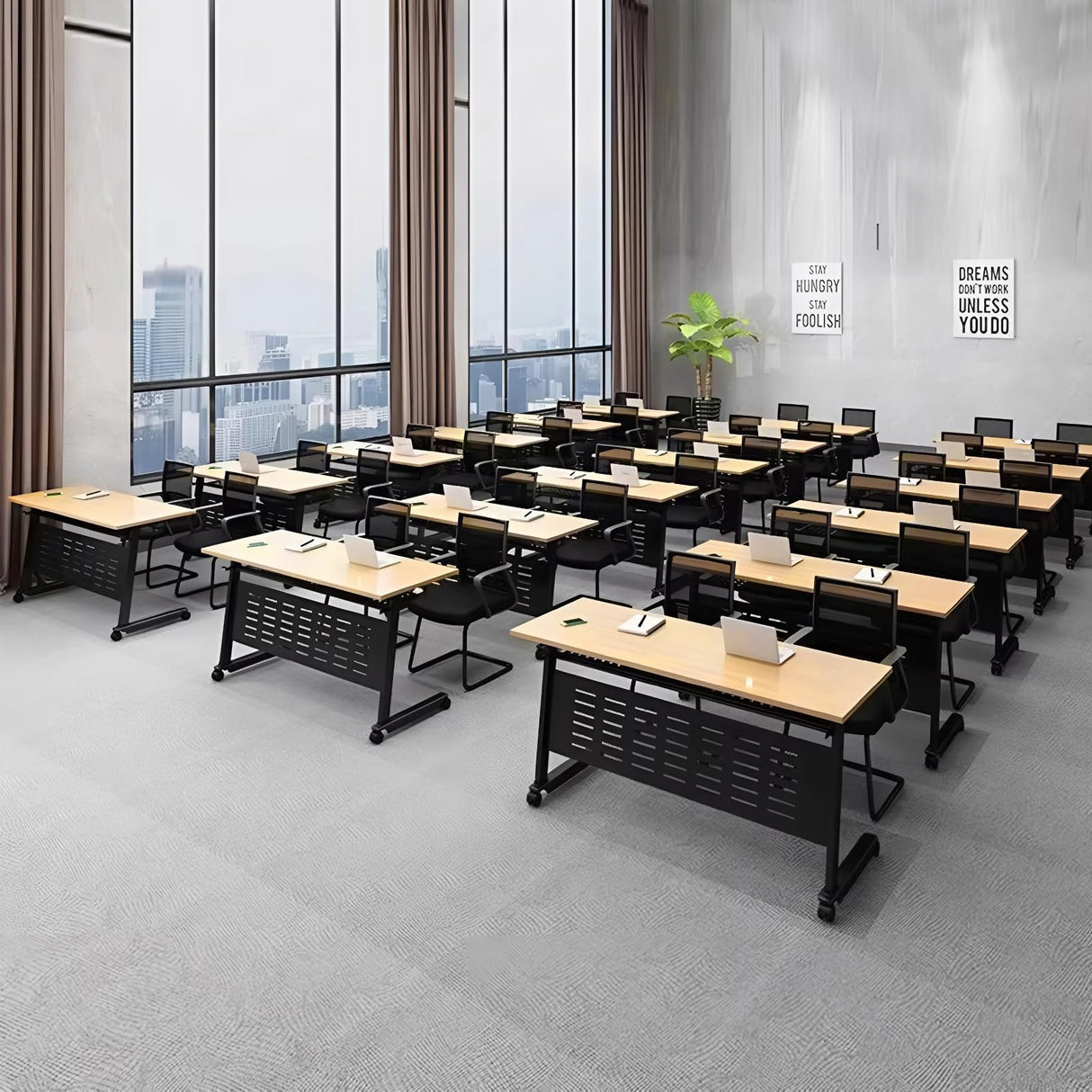 Foldable Conference Table, 6PCS Folding Conference Room Table with Wheels, Flip Top Mobile Training Table, Modern Rectangle Meeting Table for Office Training Room Classroom (6pack 63in) Lrxmastery