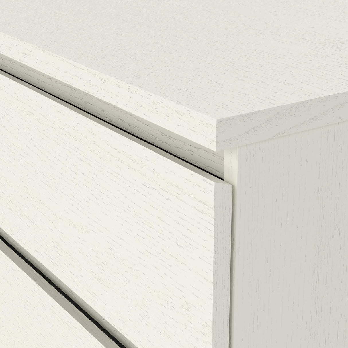 Tvilum 6 Drawer Double Dresser, Bedroom Furniture, Handle-free Drawers, Contemporary, White Tvilum
