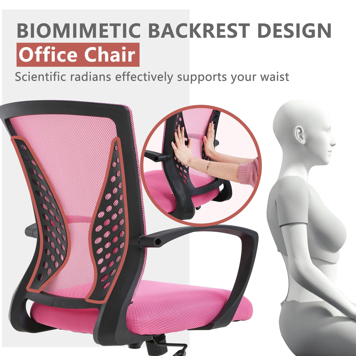 PayLessHere Office Computer Gaming Chair Ergonomic Mesh Desk Chair Adjustable Video Game Chairs with 360 Degrees Swivel Wheels Armrest Lumbar Support for Home Office,Pink PayLessHere