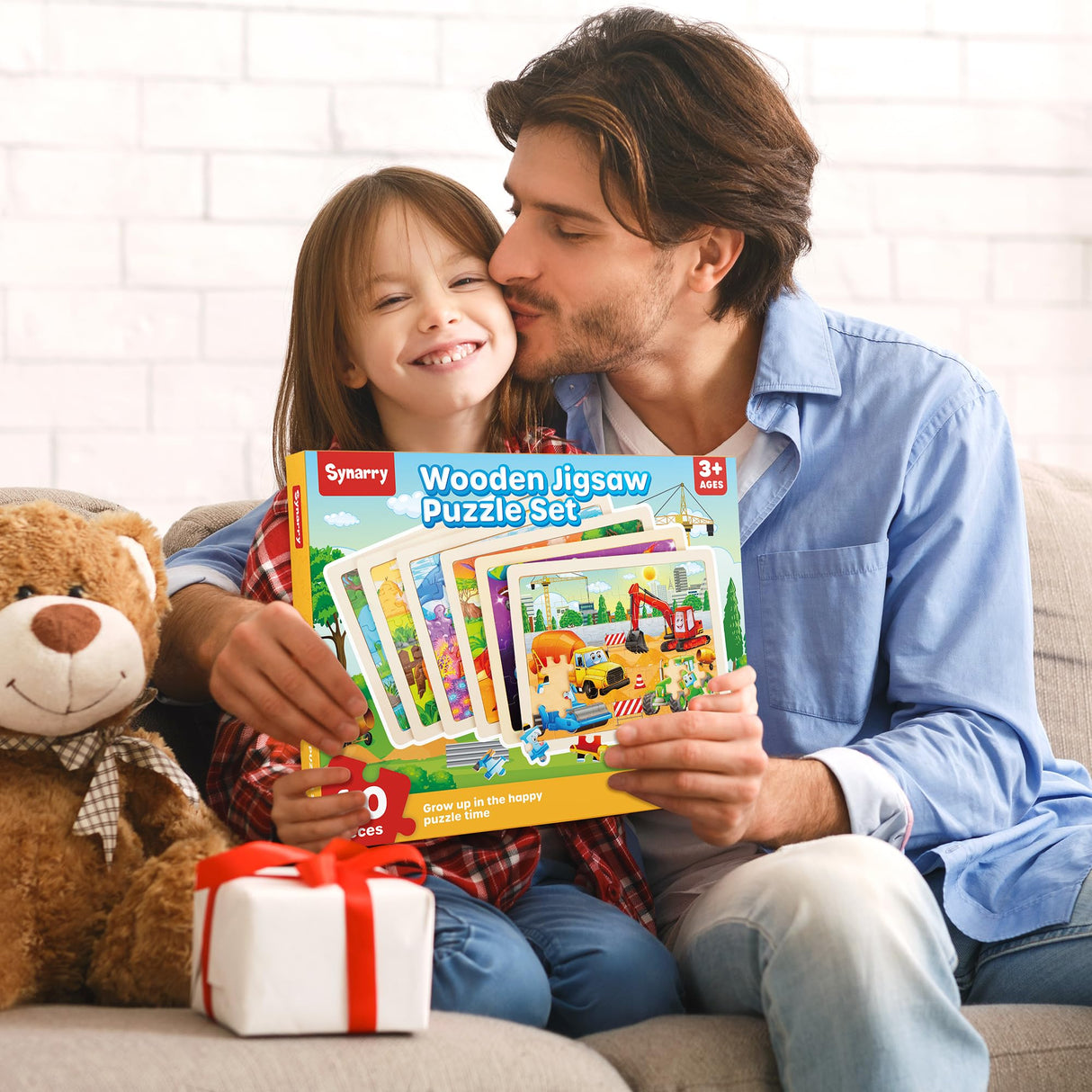 SYNARRY Wooden Puzzles for Kids Ages 4-6, 6 Packs 60 PCs Jigsaw Puzzles Preschool Educational Toys Gifts for Children Ages 4-8, Kids Puzzles for 4+ Year Olds Boys Girls, Wood Puzzles Ages 3 4 5 6 7 8 SYNARRY