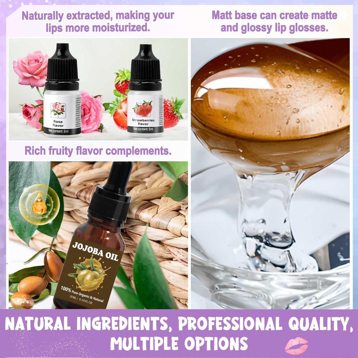 JCOOS DIY Lip Gloss Making Kit - 63PCS Diamond Matte Lip Gloss Base, Tubes & Pigment - Teen Girl Gifts Jcoos