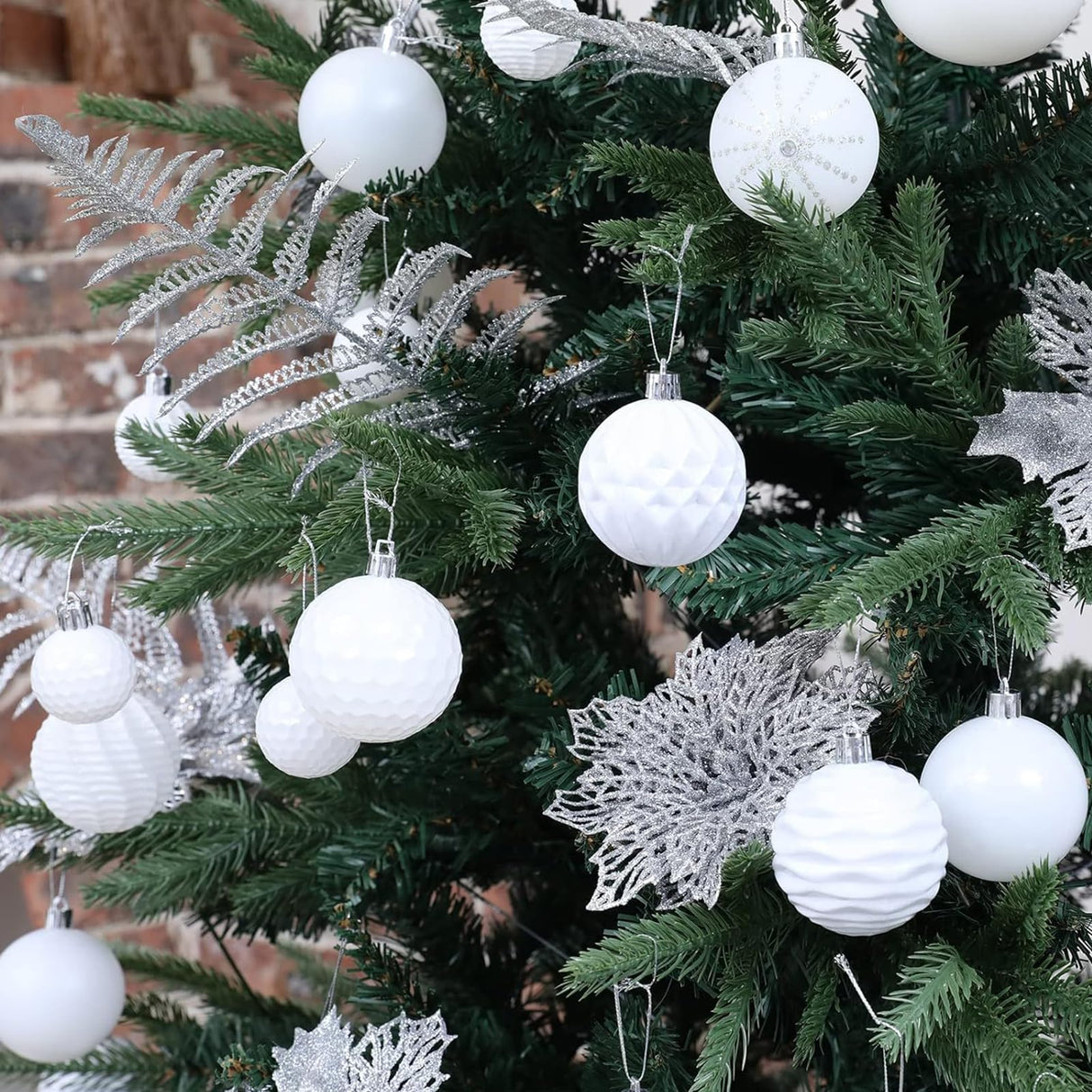 Christmas Balls Ornaments -36pcs Shatterproof Christmas Tree Decorations with Hanging Loop for Xmas Tree Wedding Holiday Party Home Decor,6 Styles in 3 Sizes(White) Jorysics