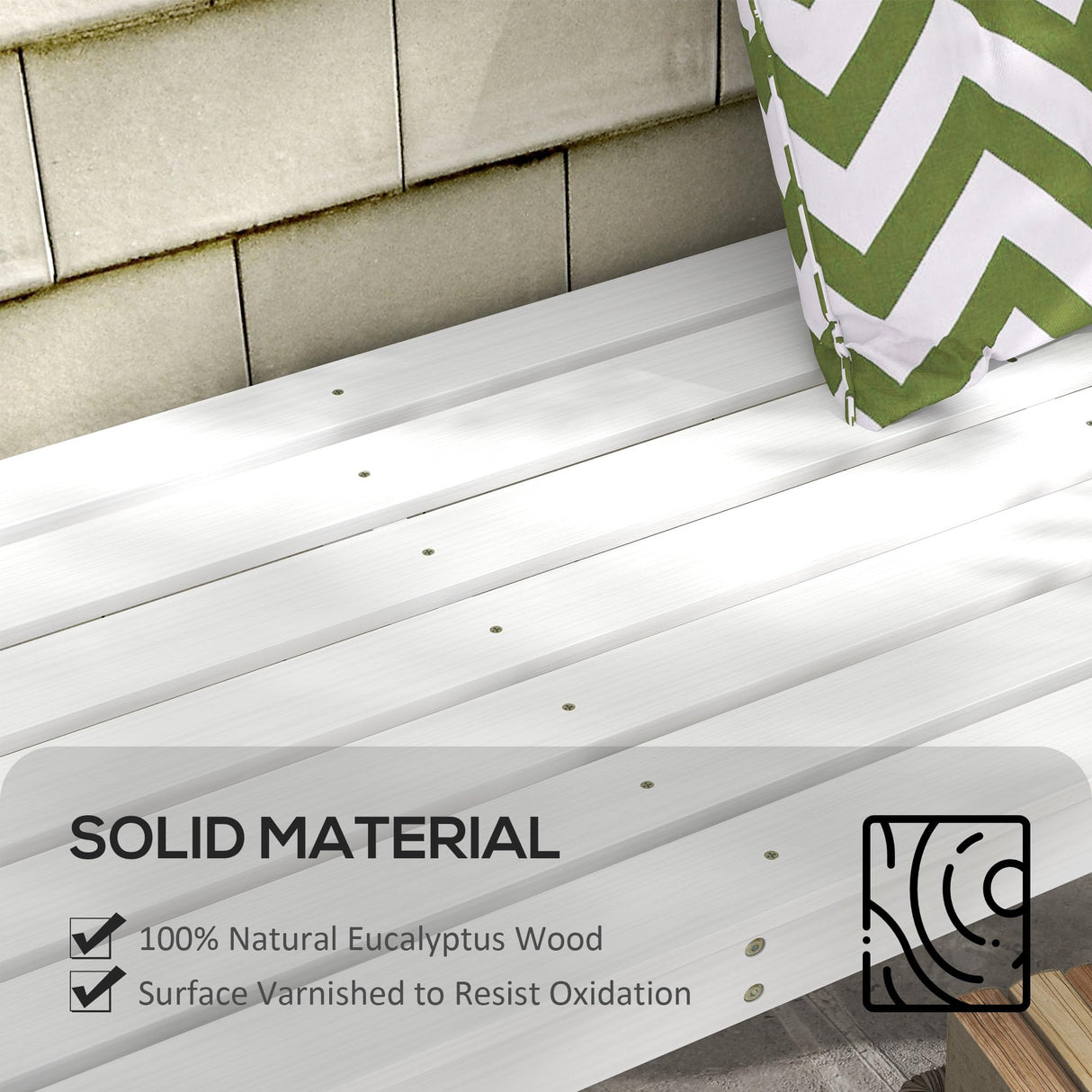 Outsunny Wooden Garden Bench, Outdoor Park Bench with Slatted Seat, Backless Front Porch Bench with Curved Seat for Conservatory, Garden, Poolside, Deck, White Outsunny