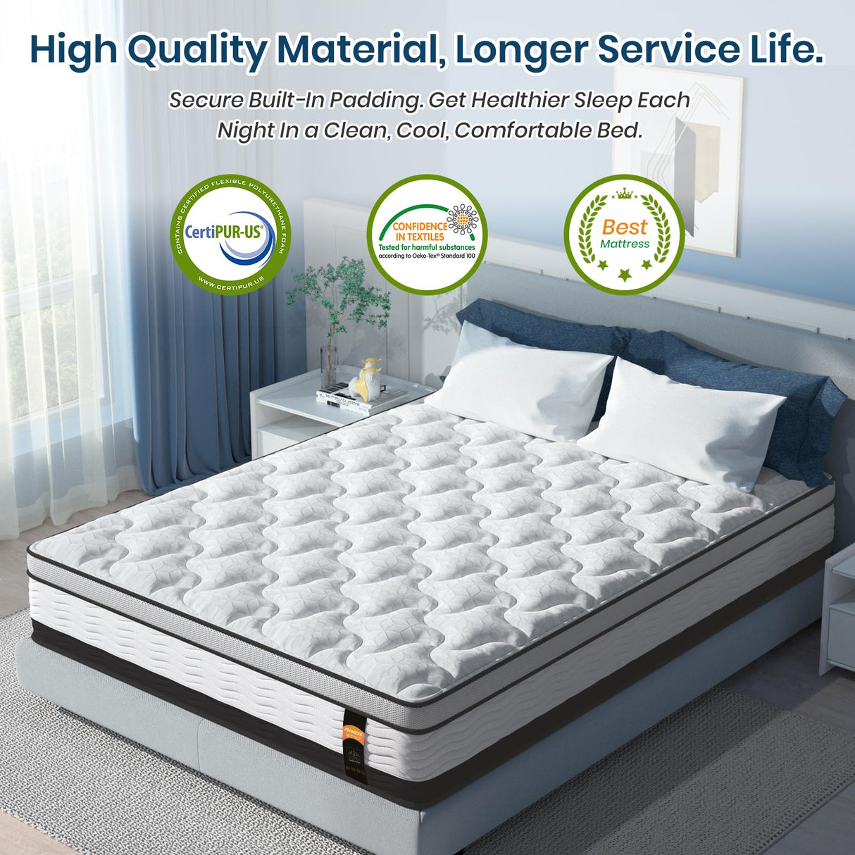 Maxzzz 12 inch King Hybrid Mattress in a Box, Cooling Gel Infused Memory Foam and Pocket Spring Mattress, Medium Firm, 76x80 inches Maxzzz
