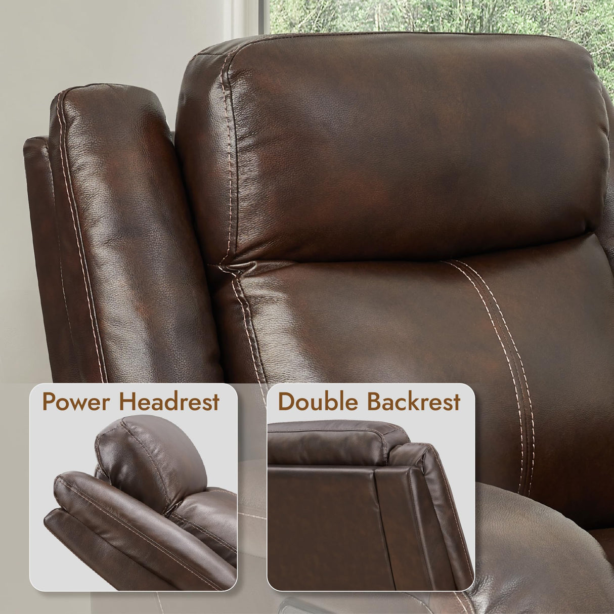 Watson & Whitely Genuine Leather Power Recliner Chairs for Adults, Wall Hugger RV Recliner with Power Headrest & Charging Ports, Electric Recliner Sofa Chair for Living Room, Dark Brown Watson & Whitely