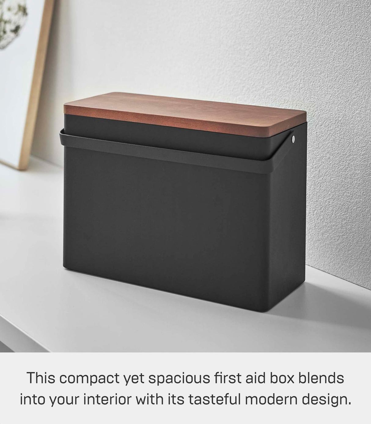 Yamazaki Home Tower First Aid Box Three Tiered Medical Supplies Metal Organizer with Multicompartment Storage - Steel + Wood YAMAZAKI