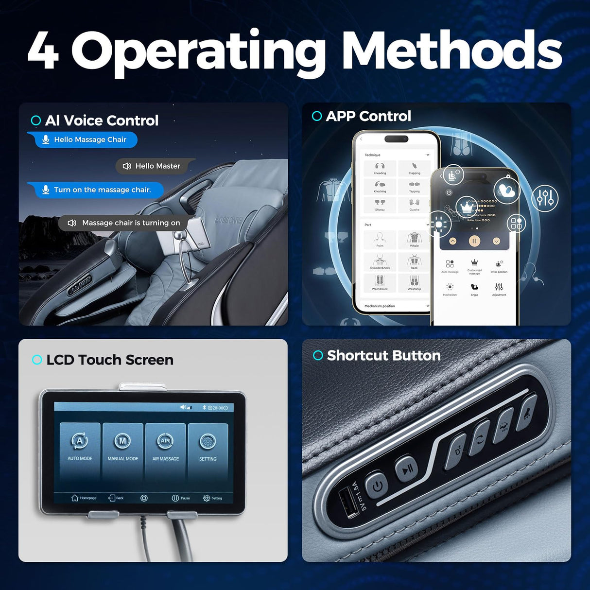 BOSSCARE 2025 4D Massage Chair Full Body Zero Gravity Shiatsu Messager Chair-SL Track AI APP Body Scanning Heating Back Foot Recliner-Massaging Chairs for Office Home BOSSCARE