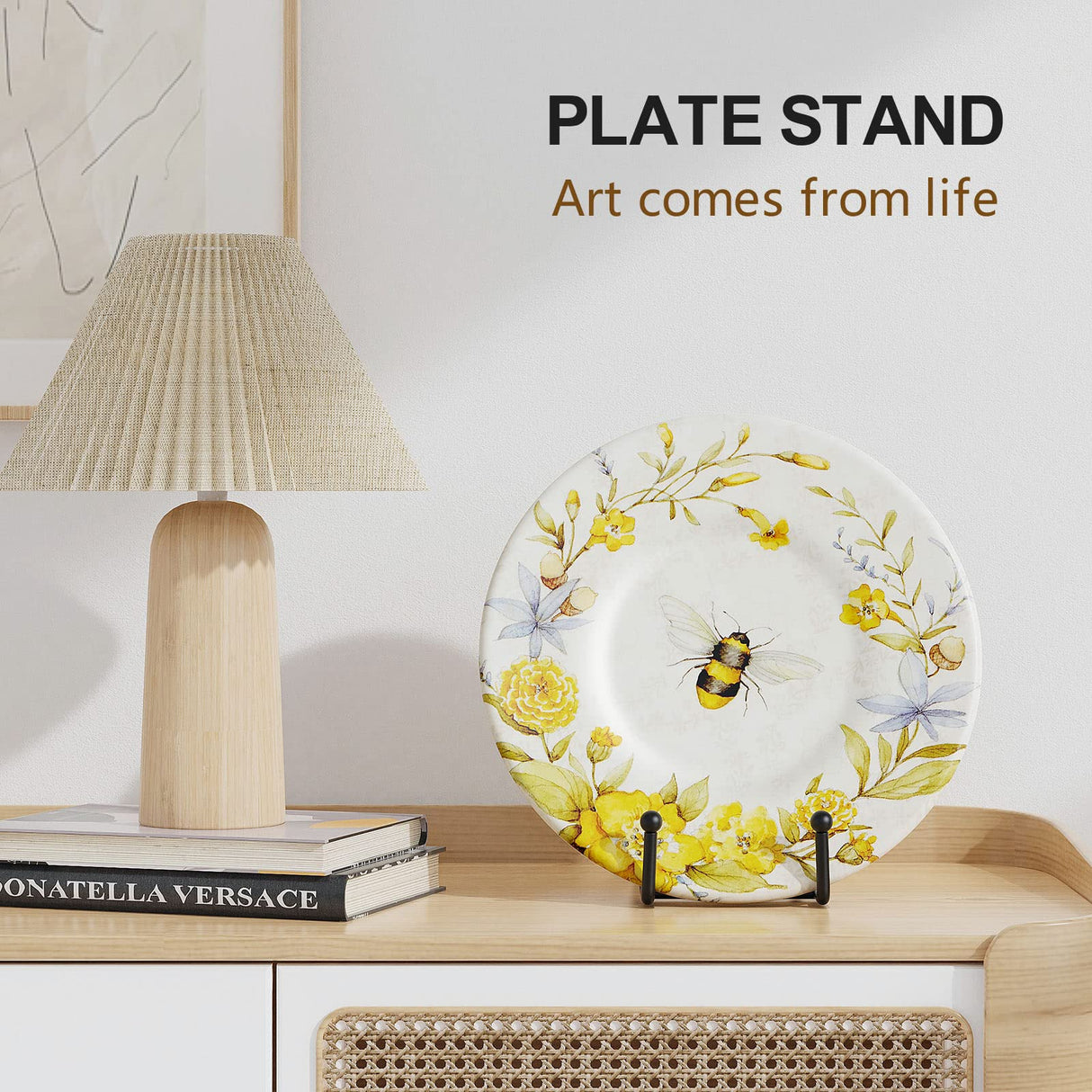 3 Pack 6 Inch Plate Stands for Display Picture - Vinyl Table Top Display, Decorative Metal Frame Holders for Book , Photo and Platter, Tabletop Art, Black 3 Packs HONGYUTAI