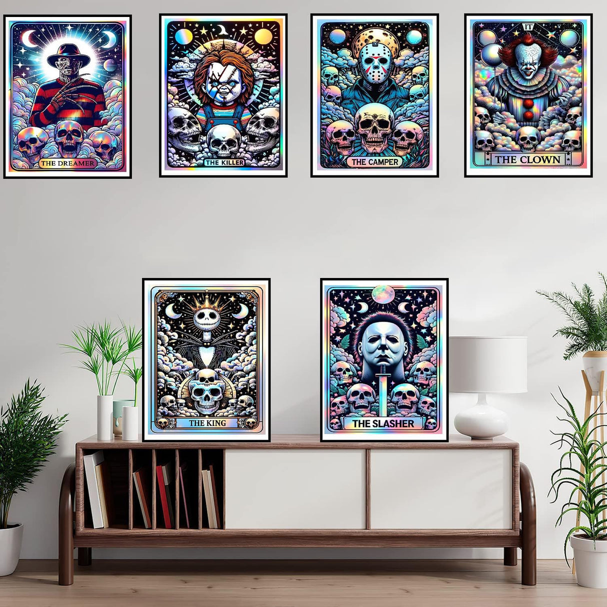 LumiCraft 6 Packs Halloween Diamond Art Kits for Adults, Horror 5D Diamond Painting Kits for Beginners, Round Full Drill Crystal Arts and Gem Art Kits for Home Wall Decor Gift 12x16 Inch LumiCraft