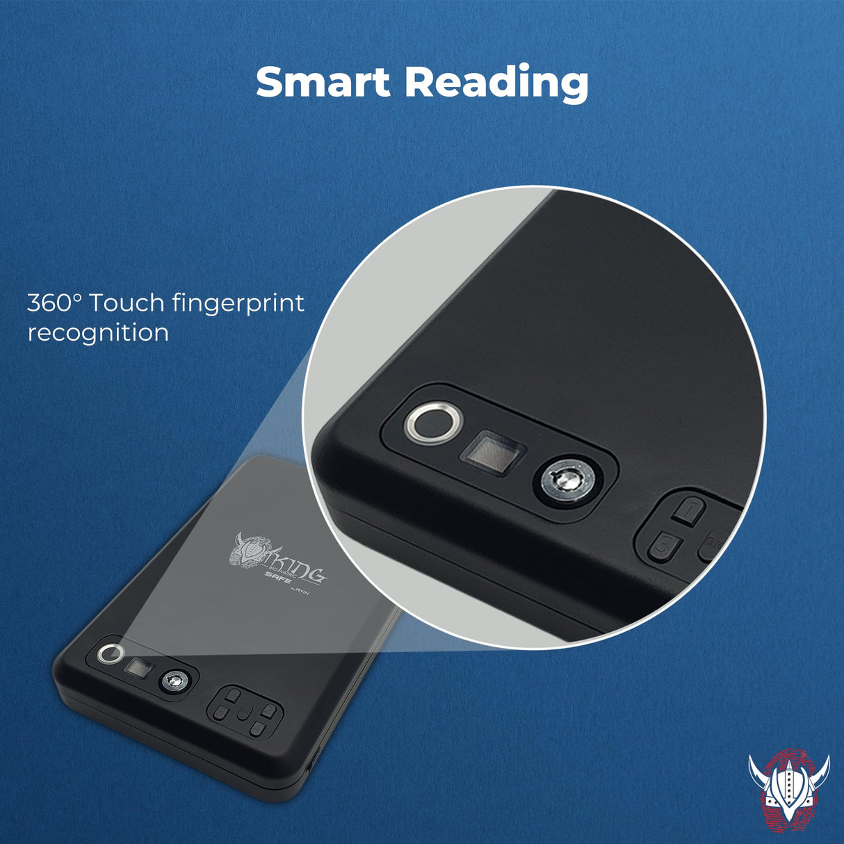 Viking Biometric Fingerprint Lock Biometric Fingerprint Gun Safe 360 Degree Fingerprint Detection LCD Feedback Screen Weather & Dust Resistant IP65, Portable Design AYIN