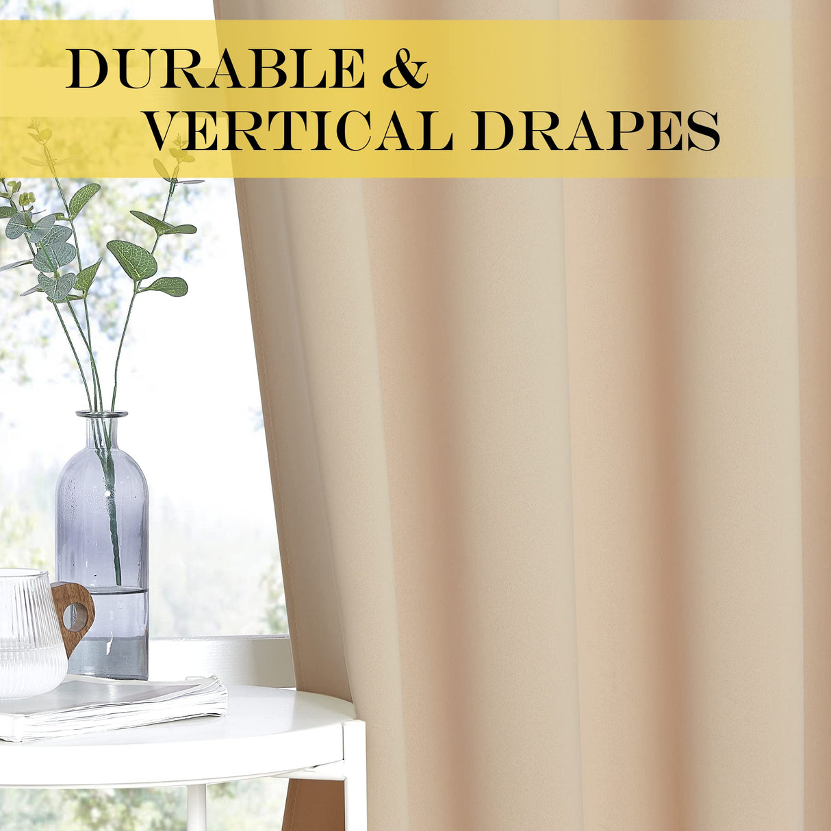 NICETOWN Room Darkening Window Shade and Blind - (Biscotti Beige Color) Light Reducing & Privacy Protection Blackout Short Curtain/Drape/Drapery for Kid's Bedroom, 52x63 inches, 1 Piece NICETOWN