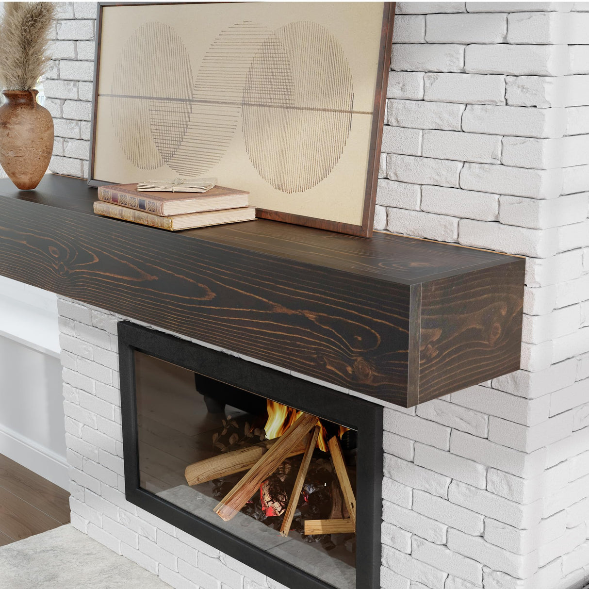 COSHOMER Fireplace Mantel - Floating Mantel Shelf, Wood Mantels for Over Fireplace, Wall-Mounted Mantels, Weight Capacity 60lbs, 60 X 9 X 6 inch, Walnut COSHOMER