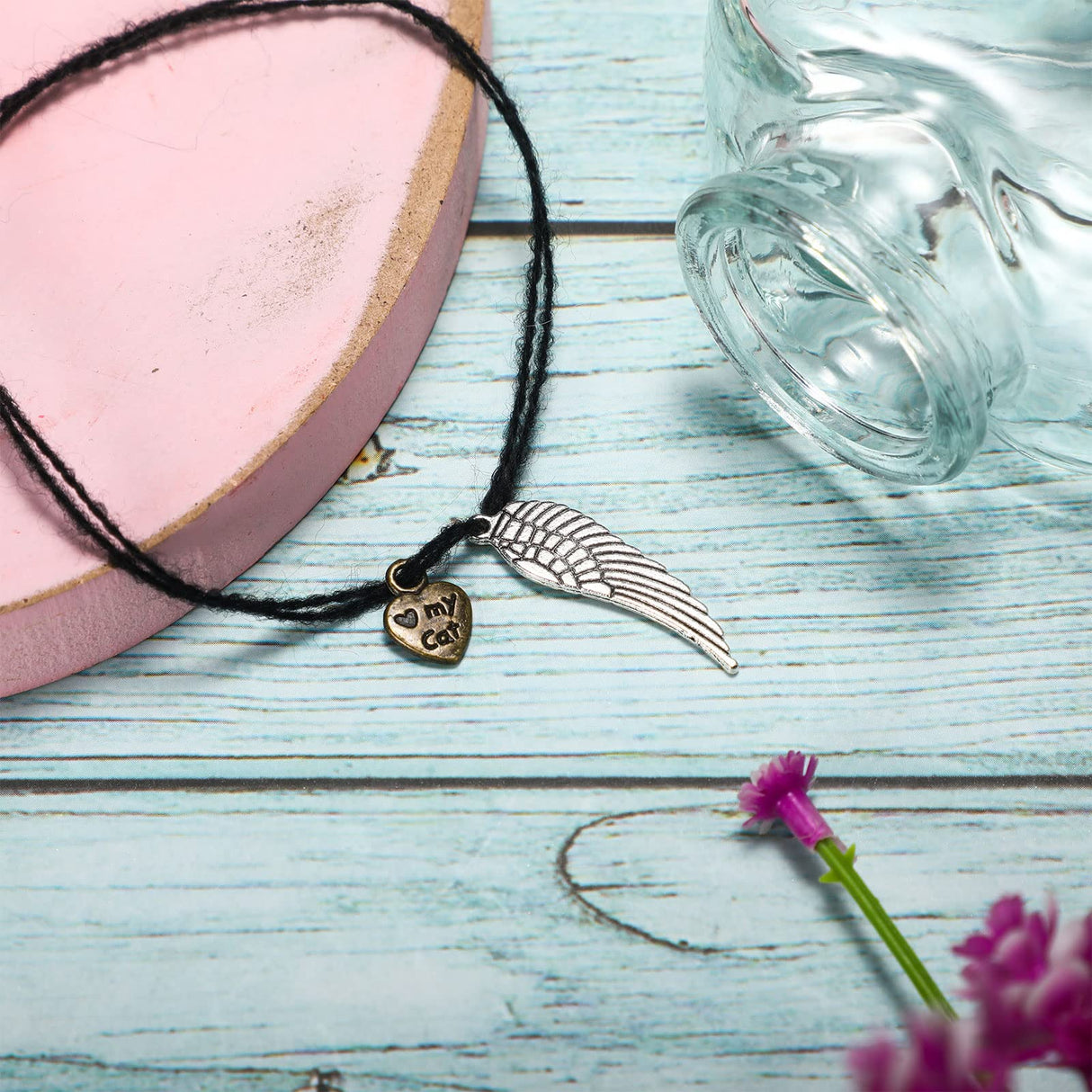 Eaasty 2 Sets Memorial Bottle for Pet Hair, Pet Fur Keepsake Fur Memorial, Clear Dog Cat Fur Keepsake, Pet Urn Glass Bottles with Cork Stopper(Cat) Eaasty