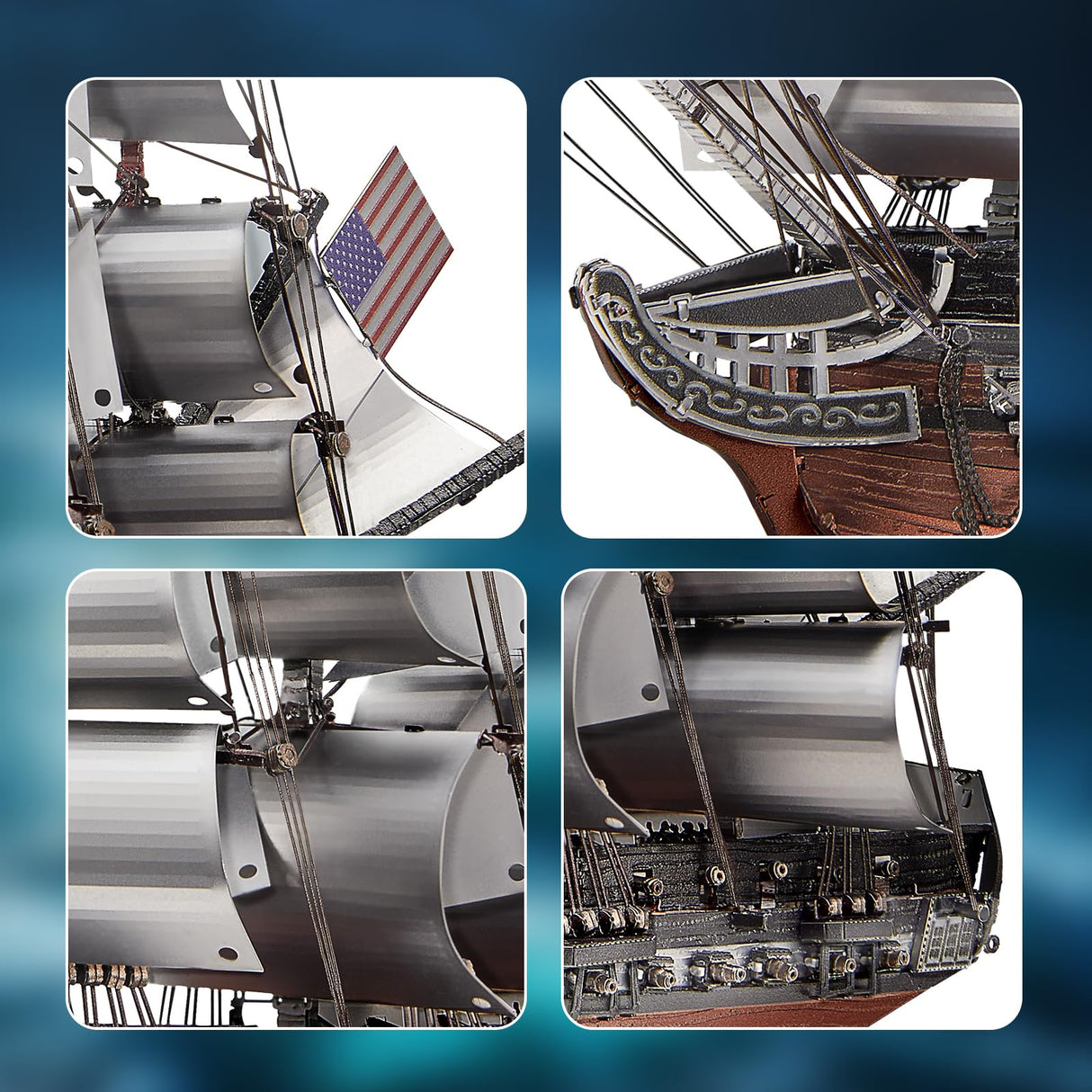Piececool 3D Metal Puzzles, USS Constitution Sailing Boat Models for Adults Sailing Frigate Warship Sailboat Ship Model Building Kits Hobby Crafts for Adults Creative Gift Ideas Birthday Christmas Piececool