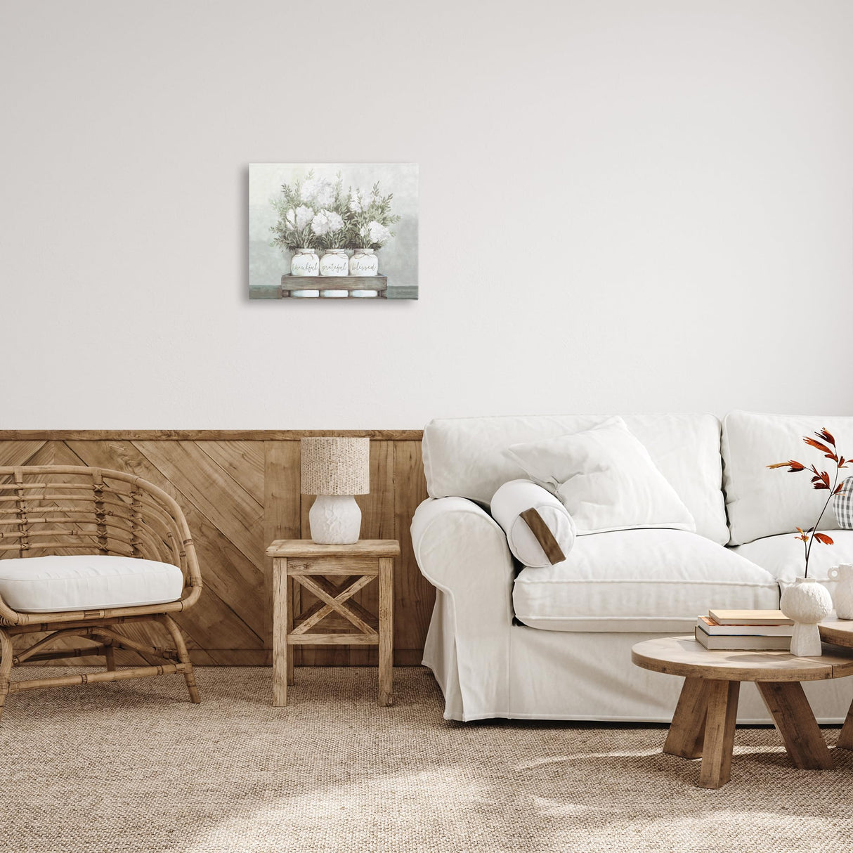 Stupell Industries Pristine Hydrangea Bouquets Thankful Grateful Blessed Sentiment Canvas Wall Art Design by Dogwood Portfolio Stupell Industries