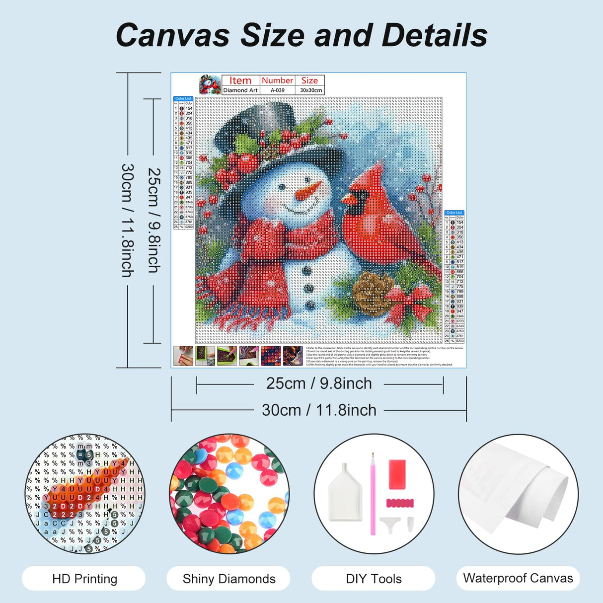 AMORARS Cardinal Diamond Painting Kit for Adults, 5D Snowman Diamond Art Beginners - DIY Full Diamond Dot Gem Art Paintings, Suitable Gifts, and Home Decoration Crafts, 12x12Inch AMORARS