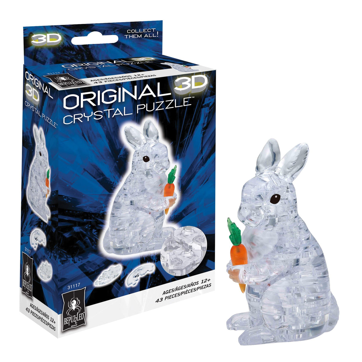 BePuzzled, Rabbit Original 3D Crystal Puzzle, Ages 12 and Up Bepuzzled