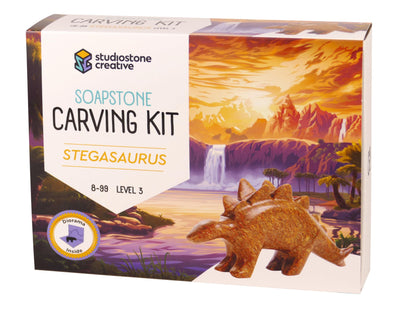 STUDIOSTONE CREATIVE DIY Arts & Crafts Carving Kit Kids Adults Stegosaurus Sculpture Soapstone