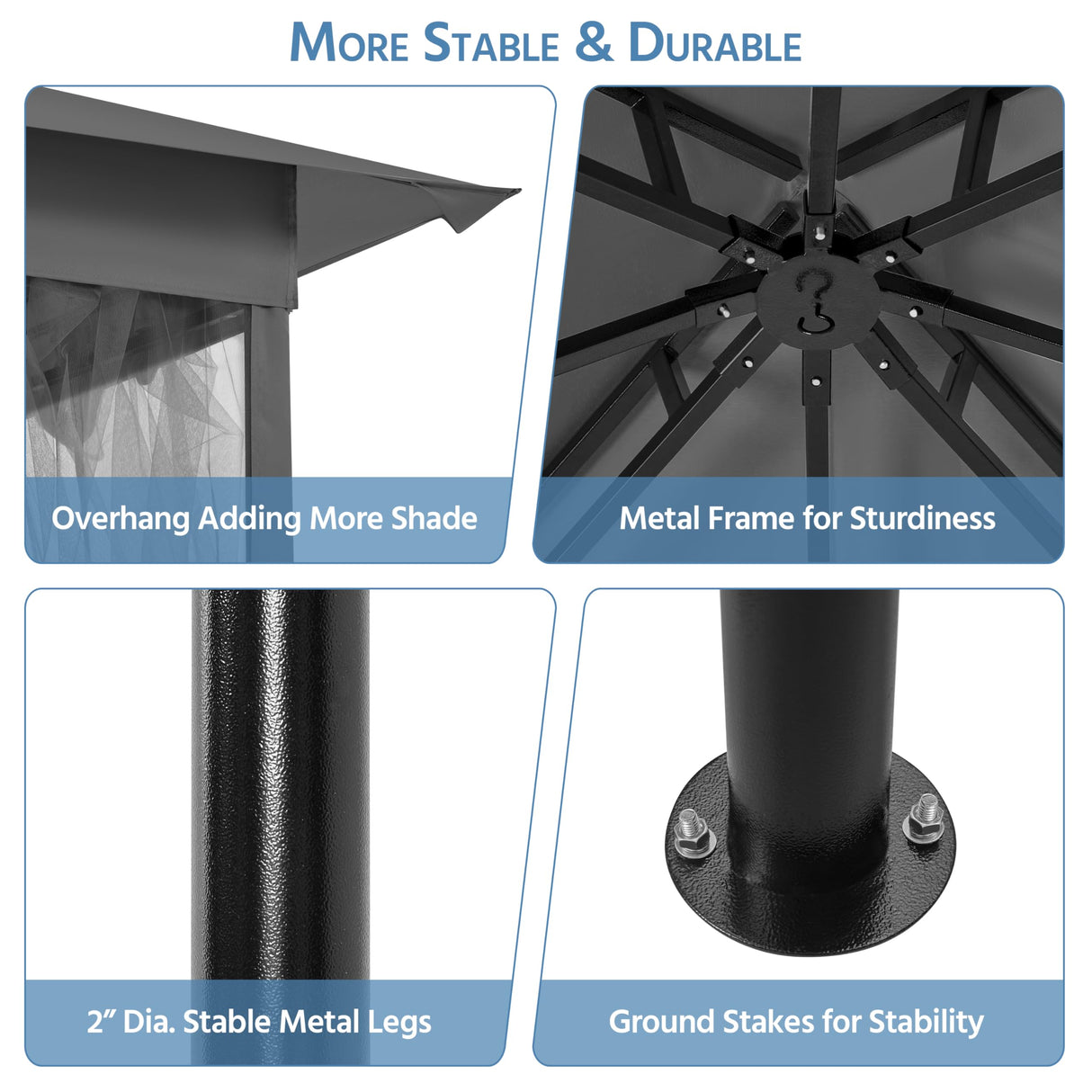 Yaheetech Patio Gazebo - 11x11 ft Outdoor Shelter Tent with Vented Top & Mesh Sidewalls & Drainage Holes, Water-Resistant for Garden/Backyard/Deck/Lawn (Dark Gray) Yaheetech