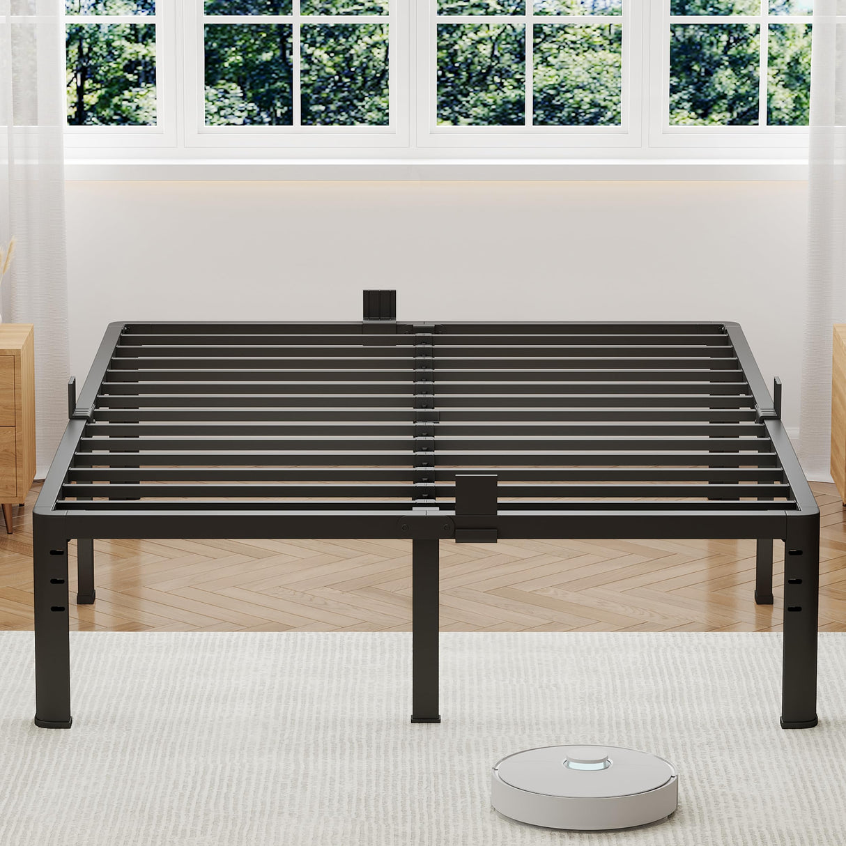 NKZ 14 Inch King Bed Frame, Sturdy Metal Platform with Round Corner Legs, 3,500 lbs Heavy Duty Steel Slat Support, Easy Assembly, Noise Free, No Box Spring Needed NKZ