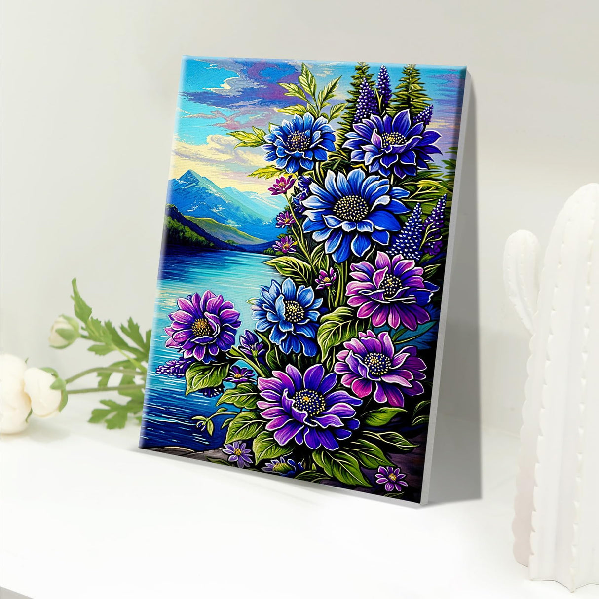 JOOZ Paint by Numbers Kits for Adults with Frame Landscape Adult Paint by Number Kits Flowers Paint by Number with Easel Mountain Paint by Numbers Canvas for Gift Home Wall Decor 7.87x11.81 Inch JOOZ