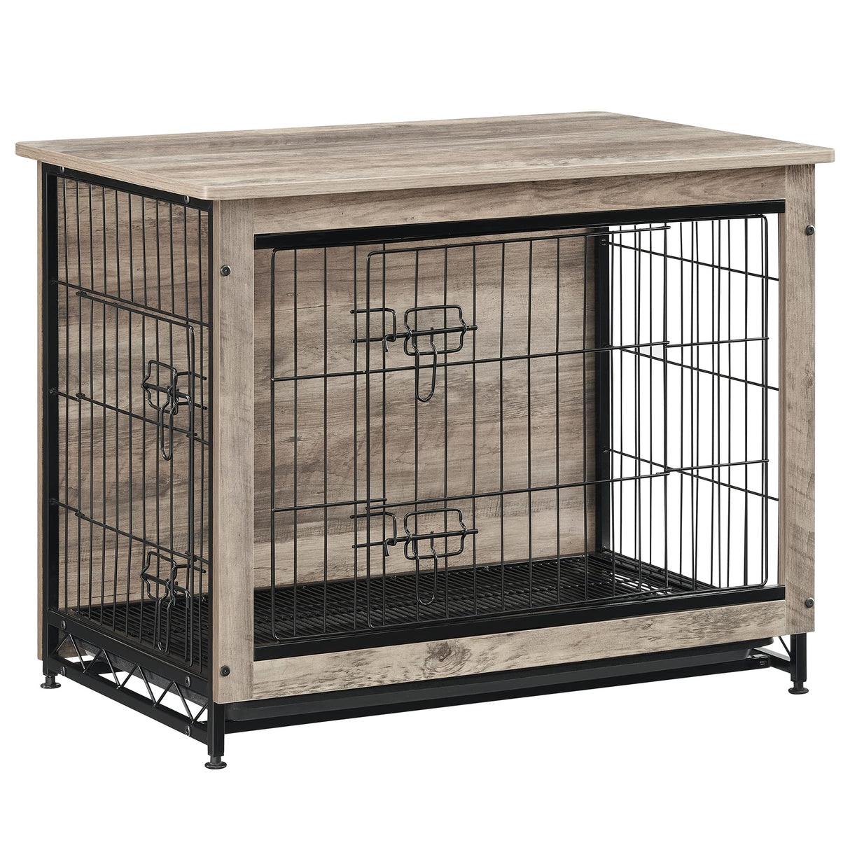 Feandrea Dog Crate Furniture, 32.5" Side End Table, Modern Kennel for Dogs Indoor up to 45 lb, Heavy-Duty Dog Cage with Multi-Purpose Removable Tray, Double-Door Dog House, Greige UPFC002G01 Feandrea
