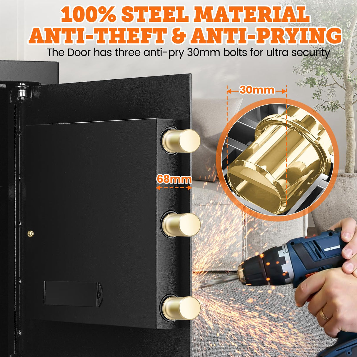 3.0 Cuft Large Fireproof Safe Box for HOME USE, Digital Home Security Safe with Programmable Keypad and Removable Shelf, Document Safe Fireproof Waterproof for Money Firearm Medicine Valuables Mitlvge