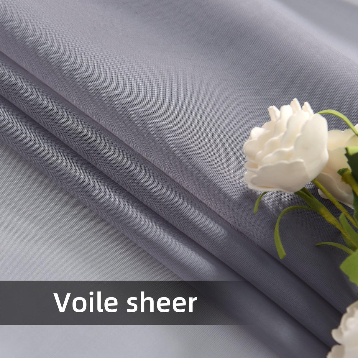 SpaceDresser Waterproof Outdoor Sheer Curtains for Patio - 2 Panels Rod Pocket Indoor Voile Sheer Curtain for Living Room,52W x 84L inch, Grey SpaceDresser