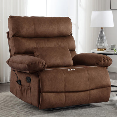HOMYEDAMIC Oversized Recliner Chair, Plus Size 28 inch Large Wide Seat Manual Flannel Recliner with Pockets, Lumber Pillow 350 lb Capacity for Living Room Adults