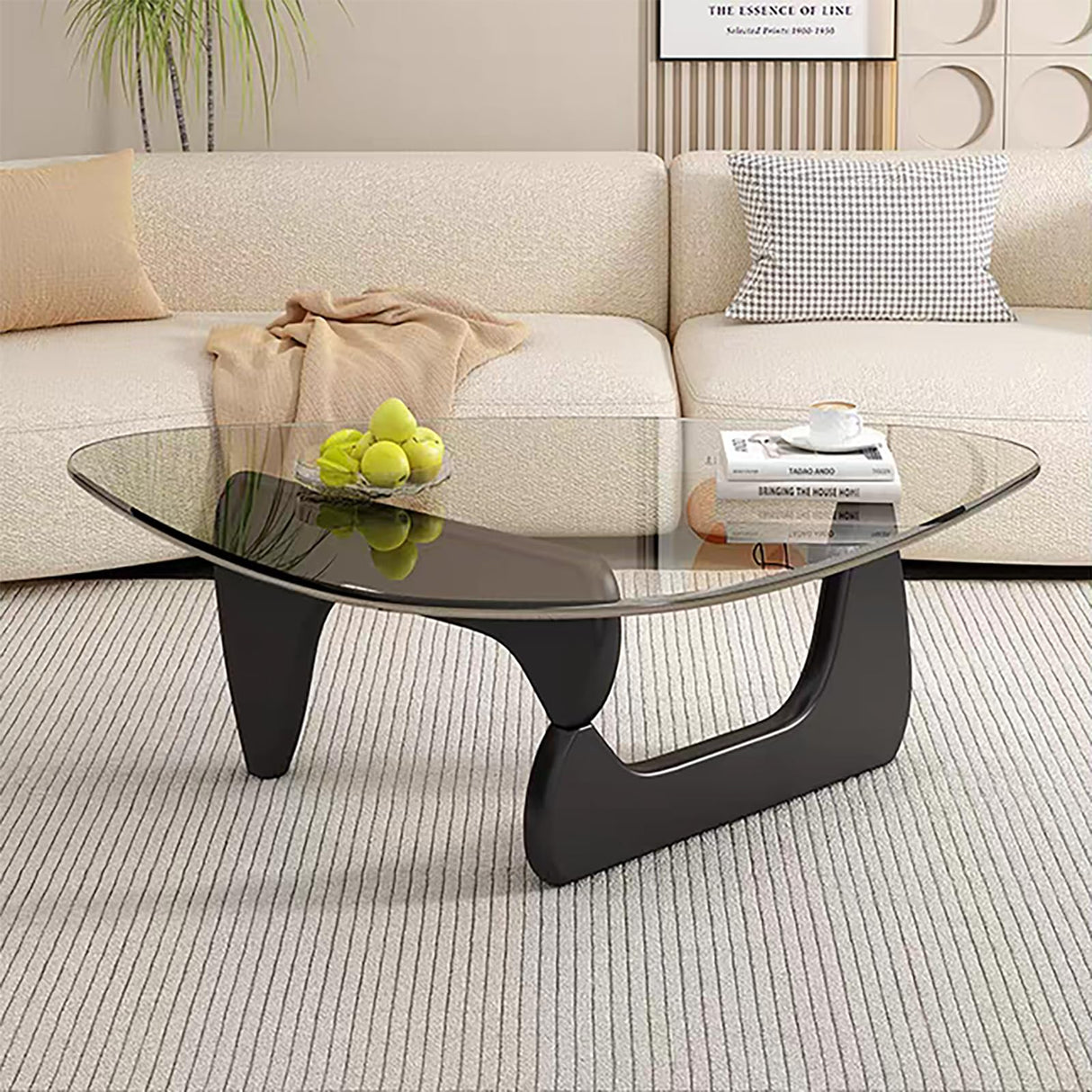 Modern Glass Coffee Table, Mid Century Small Coffee Table, Coffee Table for Living Room,Suitable for Bedroom Living Room Reception Office Tables (Black/Transparent, Small) LZYFY