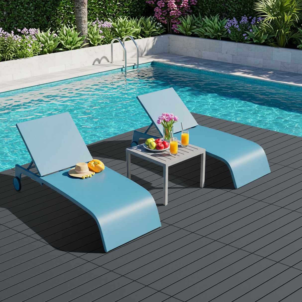 Plastic Interlocking Deck Tiles Waterproof 12x24'' Exstra Long Patio Flooring 24 PCS Outdoor Deck Tiles for All Weather Use - Balcony, Backyard, Indoor & Outdoor (Grey) ZUGELAN