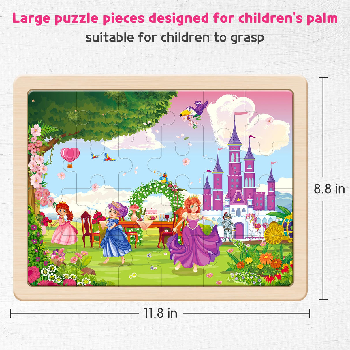 SYNARRY Large Unicorn Mermaid Princess Fairy Wooden Kids Puzzles 4 in 1 Gift Box(12.2*9.4 in) - FSC Certified, Puzzles for Toddlers 3-5, Puzzles for Kids Ages 4-6, Toys Gifts for 3 4 5 Year Old Girls SYNARRY
