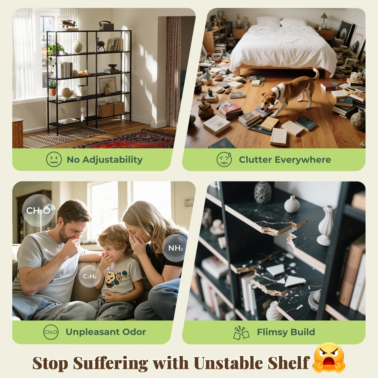 Huuger 5 Tier Bookshelf, L Shaped Corner Bookshelf with 10 Open Shelves, 49.4 Inch Straight Wide Bookcase with Metal Frame and Wooden Board, Adjustable Feet, Black Huuger