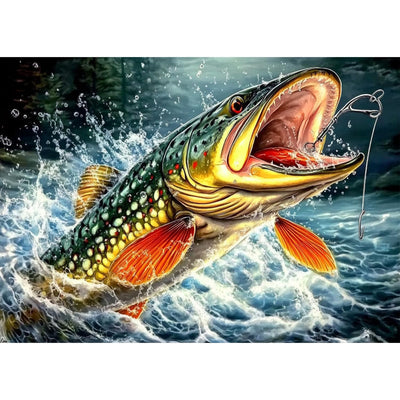 AIRDEA Diamond Art Paintings Kits for Adults,Fish DIY Gem Art Kits for Beginner,12x16 in,Big Fish,Round Full Drill