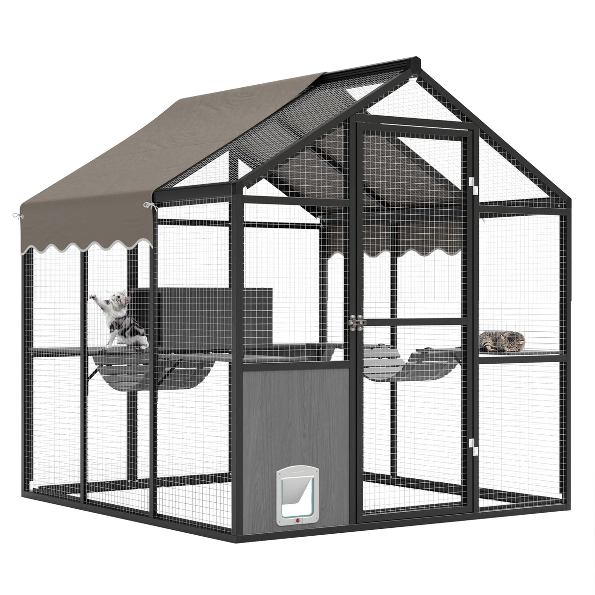 Aluminum Extra Large Catio Outdoor Cat Enclosure for Multiple Cats, Catio Large Cat Run, Cats Run Enclosure Walk in Kitten Condo with Channels, Side Door, UV Proof Cover, Huge Condo, Platform Reljofum