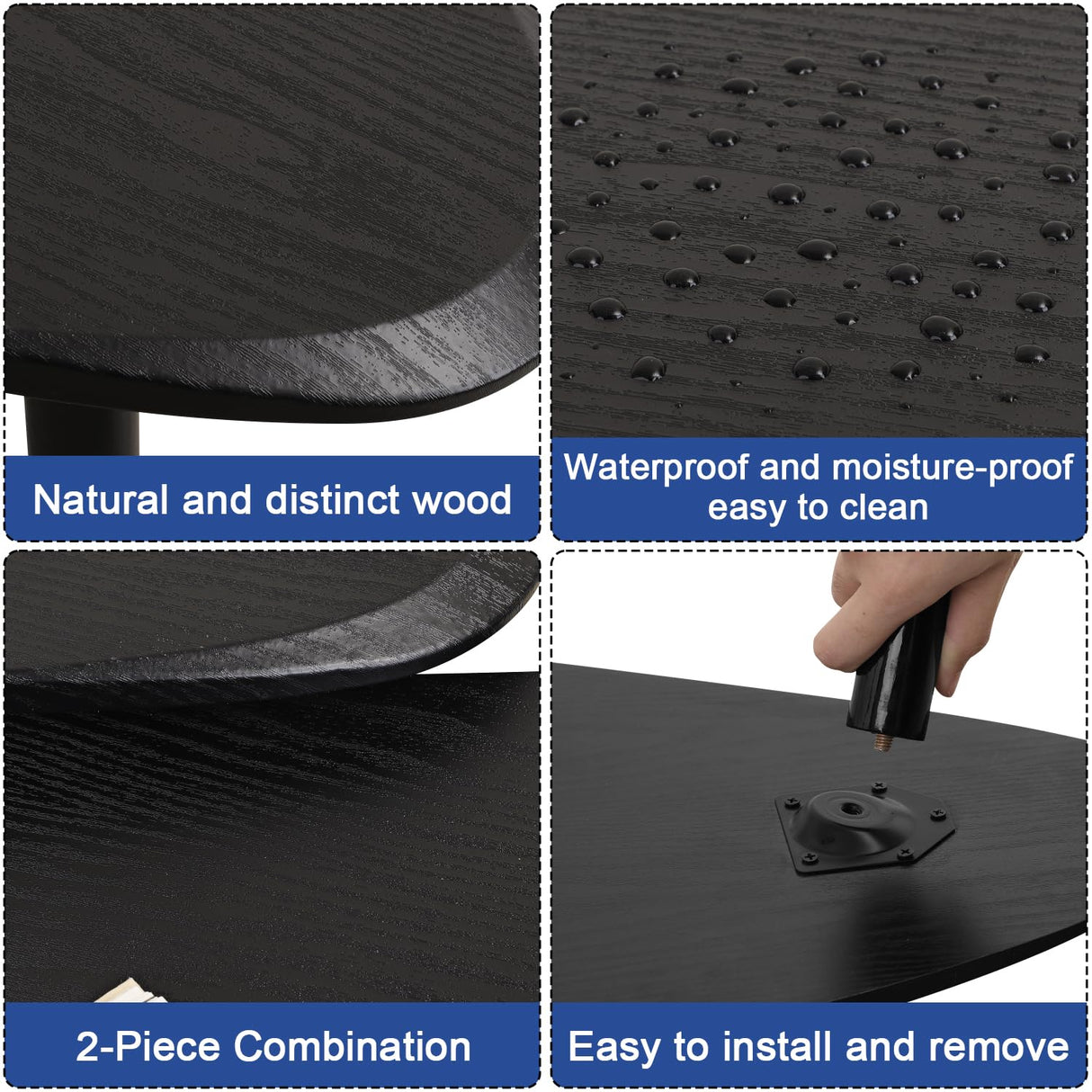 WDSHIYI Black Nesting Coffee Tables Set of 2 End Bamboo Table for Living Room Bedroom Apartment Modern Industrial Simple Nightstand 32" D x 20" W x 18.5" H WDSHIYI