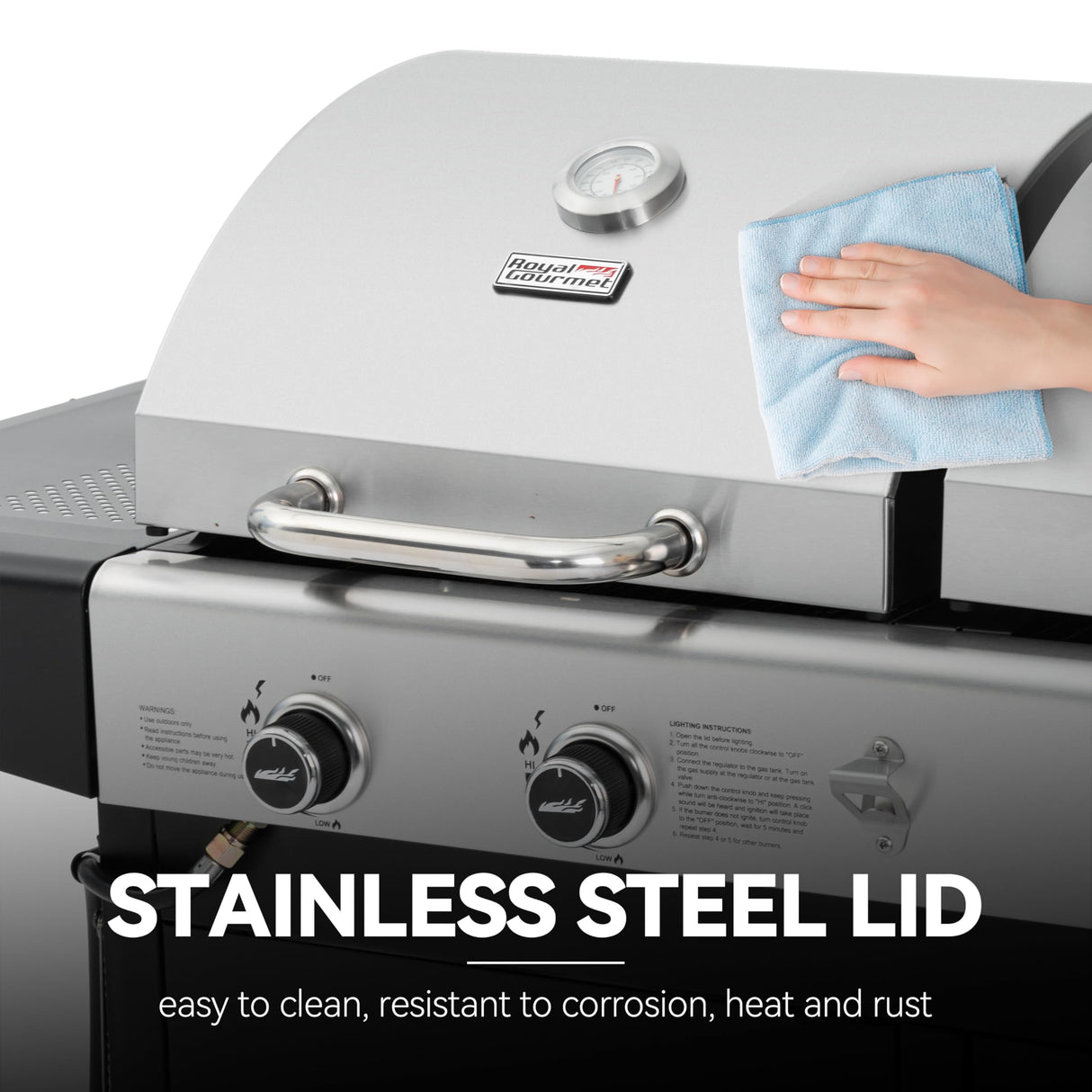 Royal Gourmet ZH3002N Propane Gas and Charcoal Grill Combo, Dual Fuel BBQ Grill with 2 Side Shelves for Outdoor Patio Garden Backyard Barbecue, 20,000 BTUs, Silver & Black Royal Gourmet