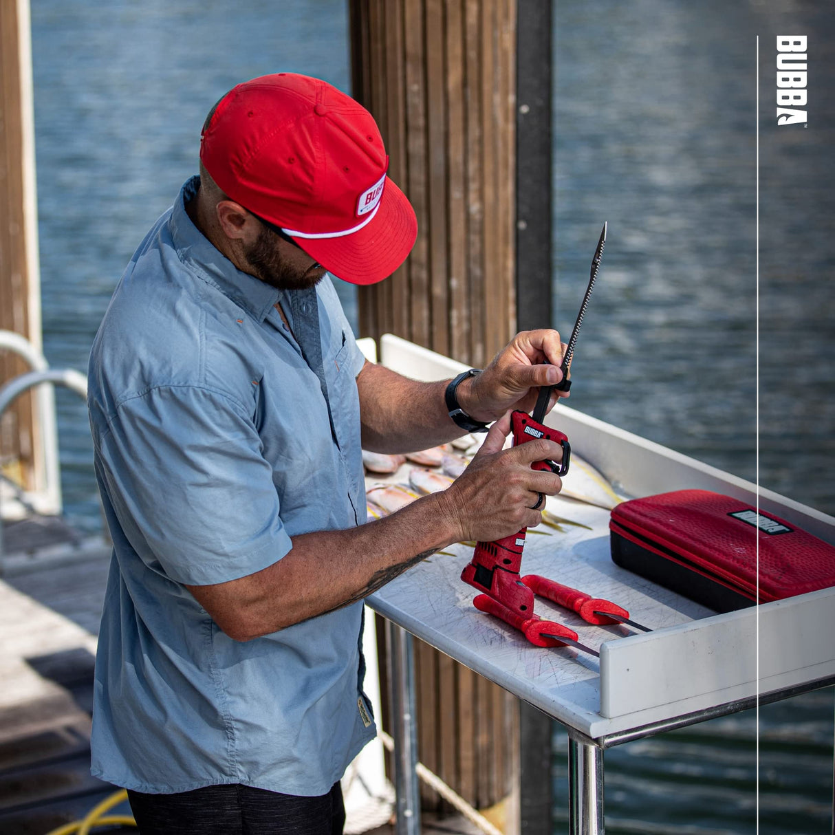 BUBBA Li-Ion Cordless Electric Fillet Knife with Non-Slip Grip Handle, 4 Ti-Nitride S.S. Coated Non-Stick Reciprocating Blades, Charger and Case for Fishing BUBBA