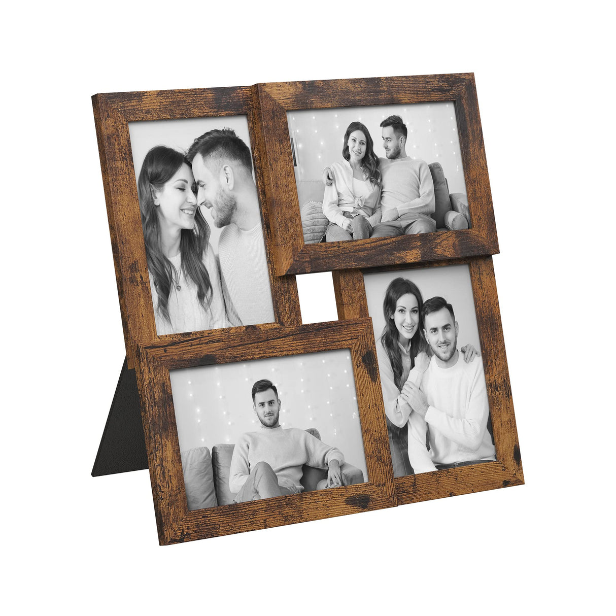 SONGMICS 4x6 Collage Picture Frames, Family Photo Collage Frame Set of 4 for Wall Decor, Glass Front, Wall Hanging or Tabletop, Rustic Brown SONGMICS