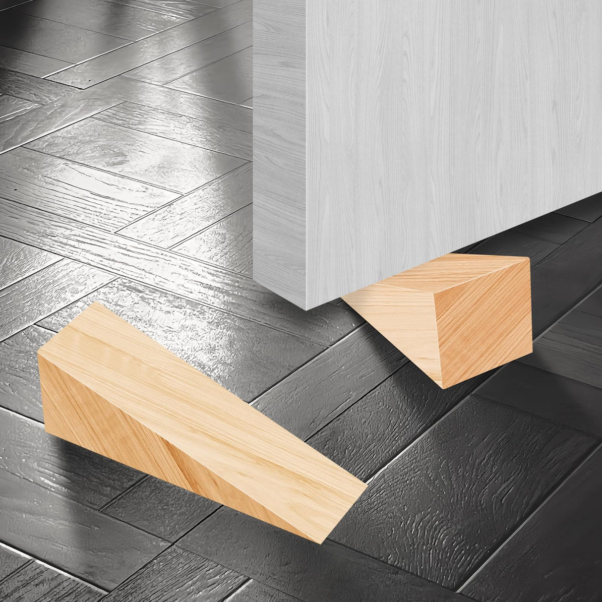 Akamino 10 Pack Wooden Door Stoppers,Non-Slip Soild Wood Door Wedges for Bottom of Door,Triangle Wood Block Security Door Stopper for Home Office Chair Caning - 4.8 x1.5x1.5 Inch Akamino