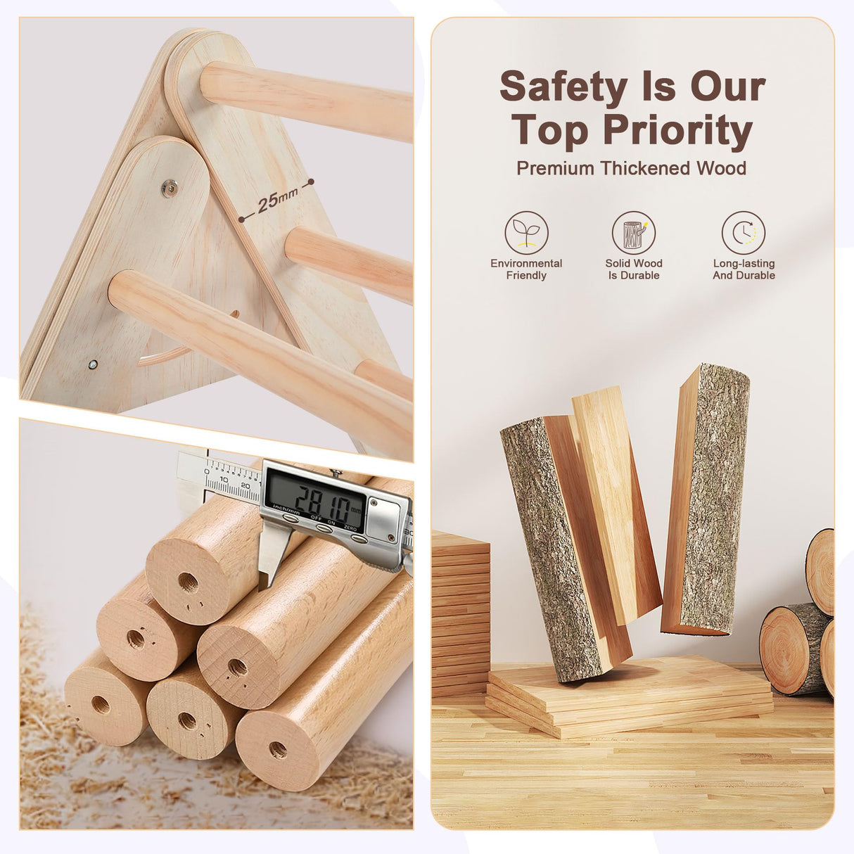 Pikler Triangle Set, Foldable Climbing Play Gym with Arch, Ramp, and Climbing Triangle, Wodden Toddler Climbing Toys Indoor, Montessori Learning Toy for Kids 2-12 Years OLLIKIVI