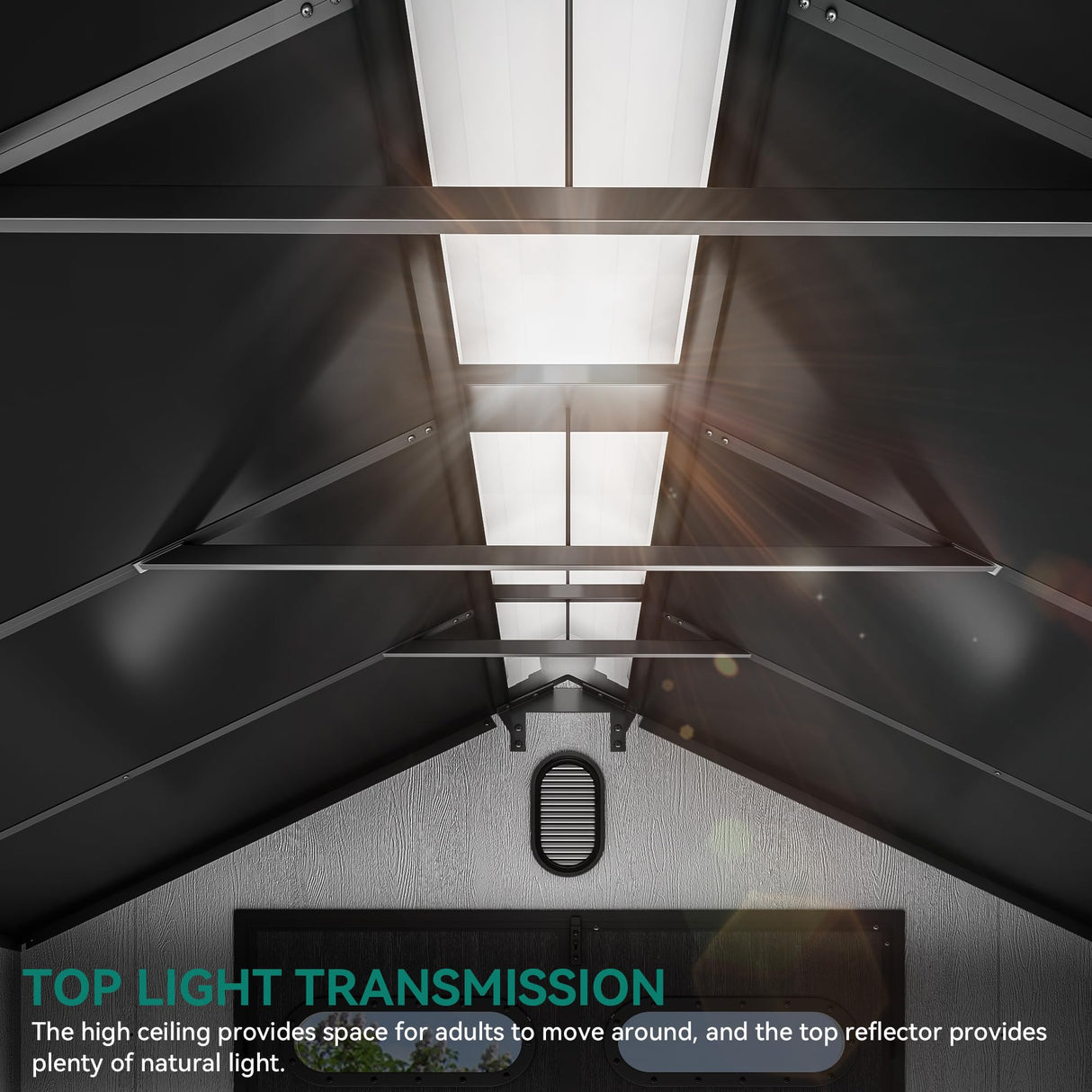 YITAHOME 8x10ft Resin Storage Structure, Outdoor 544 cuft Plastic Garden Storage Unit with Windows, Vents and Lockable Entrance, Waterproof Tool Organizer with Flooring for Lawn Equipment,Gray YITAHOME