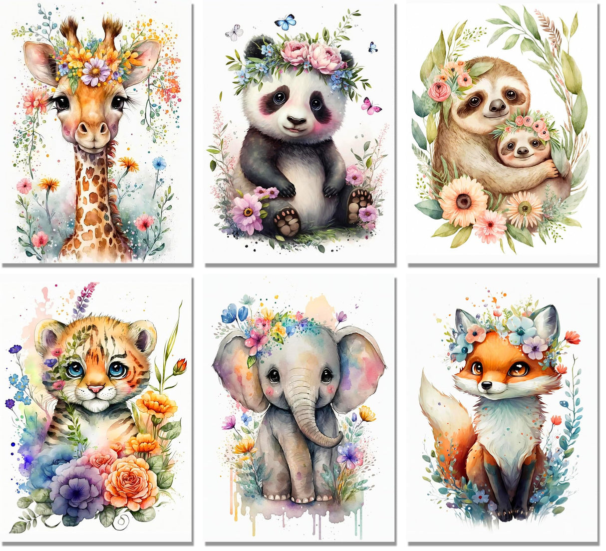 Meothan 6 Pack Diamond Painting Kits, Animal Diamond Art Kits for Adults Full Drill Diamond Paintings Kits for Adults Beginners DIY Animal Diamond Painting Set Gem Art Wall Decor 9.8x13.8inch Meothan